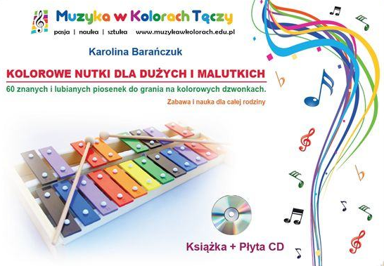Kolorowe nutki książka + utwory w wersji on-line. Gratis, kolorowe naklejki na dzwonki.
